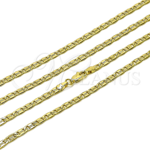 Oro Laminado Basic Necklace, Gold Filled Style Mariner Design, Diamond Cutting Finish, Golden Finish, 04.213.0346.24 (Thickness, 24 Inches Length)
