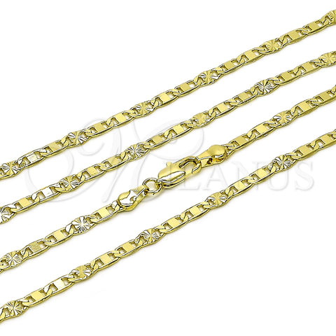 Oro Laminado Basic Necklace, Gold Filled Style Mariner Design, Diamond Cutting Finish, Golden Finish, 04.213.0348.24 (Thickness, 24 Inches Length)