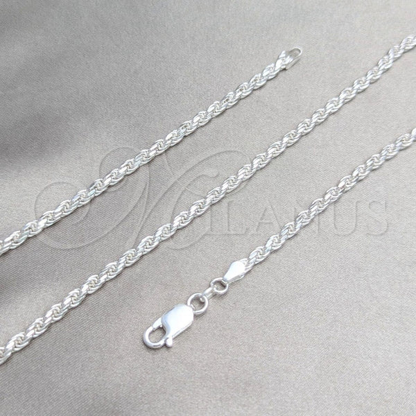 Sterling Silver Basic Necklace, Rope Design, Polished, Silver Finish, 04.420.0035.24 (Thickness, 24 Inches Length)