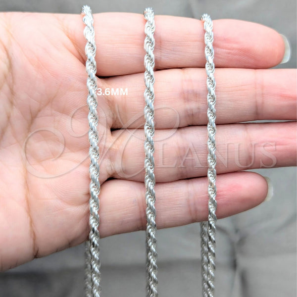Sterling Silver Necklace — Basic Necklace Rope Design Polished 04. 0.80 Gauge — alternate product view — SKU 159820 | Plata 925 collar — básico Necklace Rope diseño pulido 04. 0.80 Gauge — SKU 159820