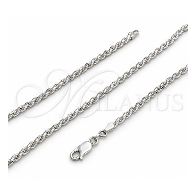 Sterling Silver Basic Necklace, Rope Design, Polished, Silver Finish, 04.420.0035.18 (0.80 Gauge, Thickness, 18 Inches Length)
