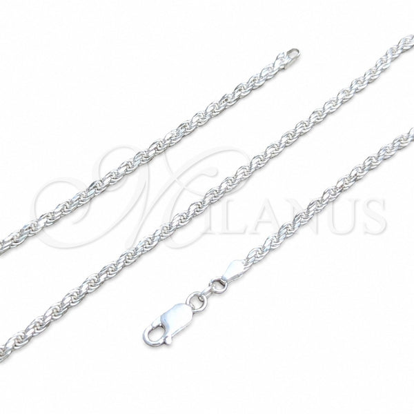 Sterling Silver Basic Necklace, Rope Design, Polished, Silver Finish, 04.420.0035.18 (0.80 Gauge, Thickness, 18 Inches Length)