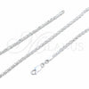 Sterling Silver Basic Necklace, Rope Design, Polished, Silver Finish, 04.420.0035.18 (0.80 Gauge, Thickness, 18 Inches Length)