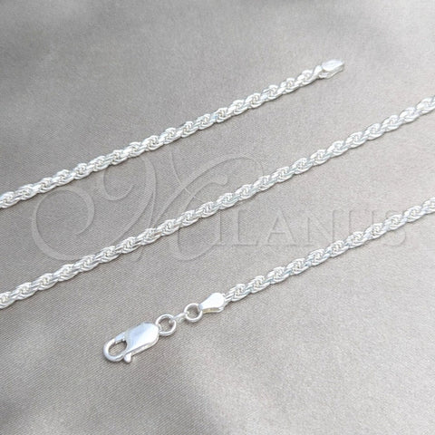 Sterling Silver Basic Necklace, Rope Design, Polished, Silver Finish, 04.420.0036.22