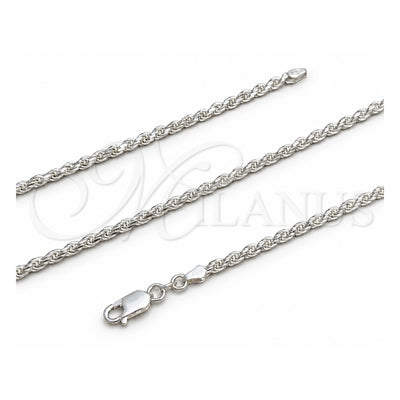 Sterling Silver Basic Necklace, Rope Design, Polished, Silver Finish, 04.420.0036.20 (0.70 Gauge, Thickness, 20 Inches Length)