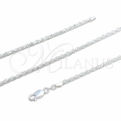 Sterling Silver Basic Necklace, Rope Design, Polished, Silver Finish, 04.420.0036.20 (0.70 Gauge, Thickness, 20 for wholesale, main product view