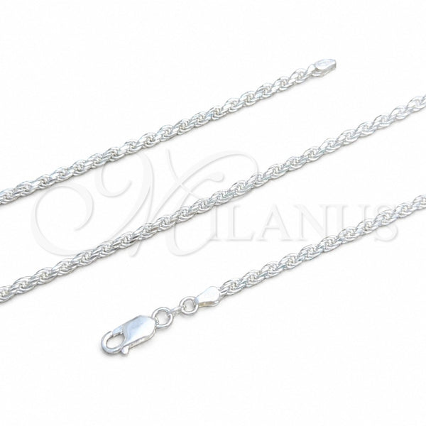 Sterling Silver Basic Necklace, Rope Design, Polished, Silver Finish, 04.420.0036.20 (0.70 Gauge, Thickness, 20 Inches Length)
