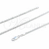 Sterling Silver Basic Necklace, Rope Design, Polished, Silver Finish, 04.420.0036.20 (0.70 Gauge, Thickness, 20 Inches Length)