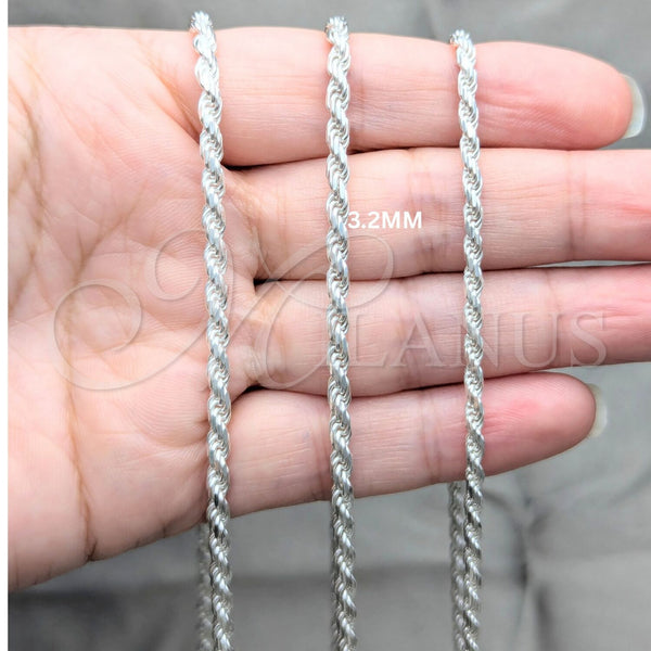 Sterling Silver Necklace — Basic Necklace Rope Design Polished 04. 0.70 Gauge — alternate product view — SKU 159823 | Plata 925 collar — básico Necklace Rope diseño pulido 04. 0.70 Gauge — SKU 159823