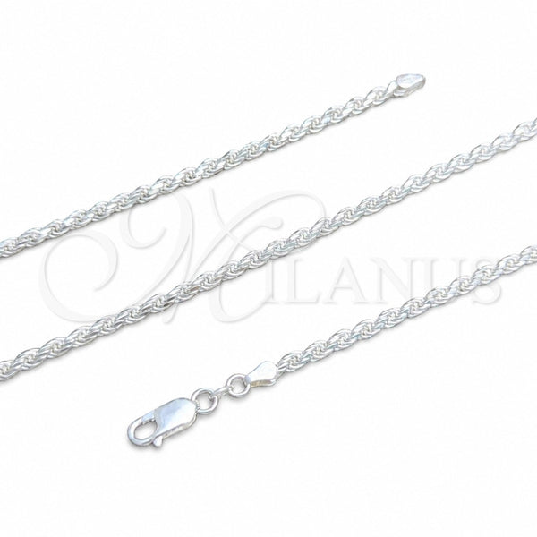 Sterling Silver Basic Necklace, Rope Design, Polished, Silver Finish, 04.420.0036.18 (0.70 Gauge, Thickness, 18 Inches Length)