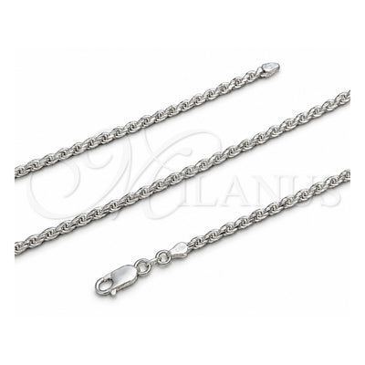 Sterling Silver Basic Necklace, Rope Design, Polished, Silver Finish, 04.420.0037.18 (0.60 Gauge, Thickness, 18 Inches Length)