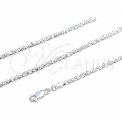 Sterling Silver Basic Necklace, Rope Design, Polished, Silver Finish, 04.420.0037.18 (0.60 Gauge, Thickness, 18 for wholesale, main product view