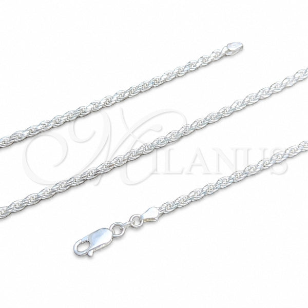 Sterling Silver Basic Necklace, Rope Design, Polished, Silver Finish, 04.420.0037.18 (0.60 Gauge, Thickness, 18 Inches Length)