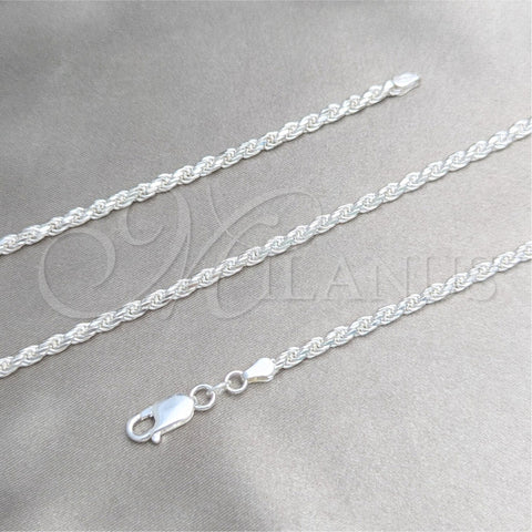 Sterling Silver Basic Necklace, Rope Design, Polished, Silver Finish, 04.420.0037.18 (0.60 Gauge, Thickness, 18 Inches Length)