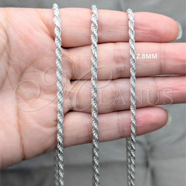Sterling Silver Necklace — Basic Necklace Rope Design Polished 04. 0.60 Gauge — alternate product view — SKU 159827 | Plata 925 collar — básico Necklace Rope diseño pulido 04. 0.60 Gauge — SKU 159827