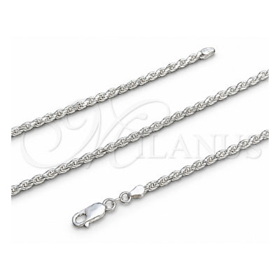 Sterling Silver Basic Necklace, Rope Design, Polished, Silver Finish, 04.420.0037.16 (0.60 Gauge, Thickness, 16 Inches Length)
