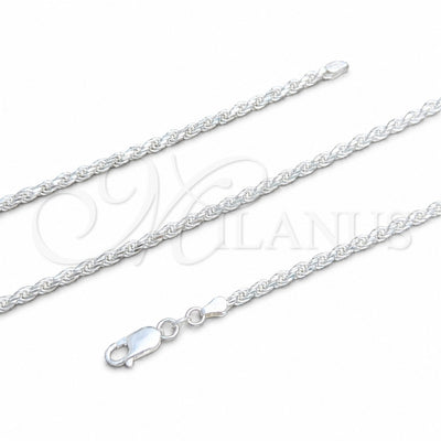 Sterling Silver Basic Necklace, Rope Design, Polished, Silver Finish, 04.420.0037.16 (0.60 Gauge, Thickness, 16 for wholesale, main product view