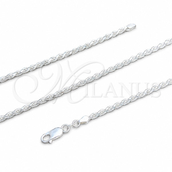 Sterling Silver Basic Necklace, Rope Design, Polished, Silver Finish, 04.420.0037.16 (0.60 Gauge, Thickness, 16 Inches Length)