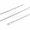 Sterling Silver Basic Necklace, Rope Design, Polished, Silver Finish, 04.420.0037.16 (0.60 Gauge, Thickness, 16 Inches Length)