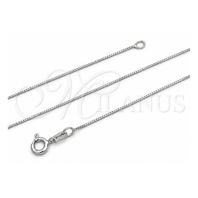Sterling Silver Basic Necklace, Box Design, Polished, Silver Finish, 04.420.0038.16 (01 MM Thickness, 16 Inches Length)