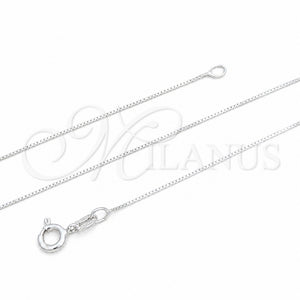 Sterling Silver Basic Necklace, Box Design, Polished, Silver Finish, 04.420.0038.16 (01 MM Thickness, 16 Inches Length)