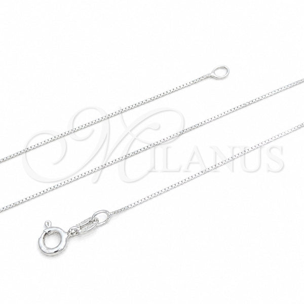 Sterling Silver Basic Necklace, Box Design, Polished, Silver Finish, 04.420.0038.16 (01 MM Thickness, 16 Inches Length)
