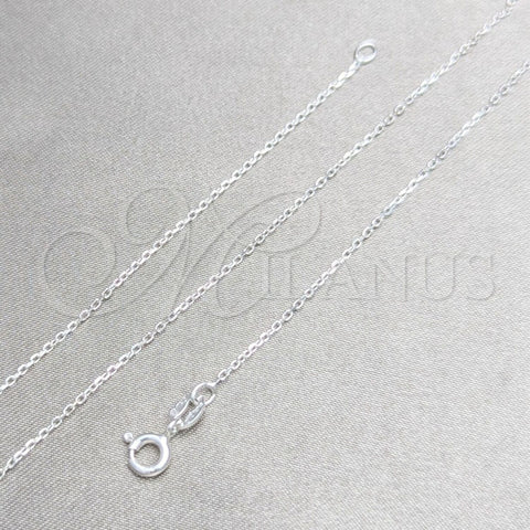 Sterling Silver Basic Necklace, Cable Design, Polished, Silver Finish, 04.420.0039.18 (0.25 Gauge, 01 MM Thickness, 18 Inches Length)