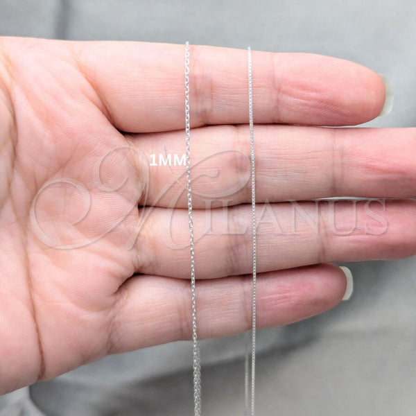 Sterling Silver Necklace — Basic Necklace Cable Design Polished 04. 0.25 Gauge — alternate product view — SKU 159831 | Plata 925 collar — básico Necklace Cable diseño pulido 04. 0.25 Gauge — SKU 159831