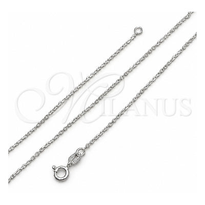 Sterling Silver Basic Necklace, Cable Design, Polished, Silver Finish, 04.420.0039.16 (0.25 Gauge, 01 MM Thickness, 16 Inches Length)