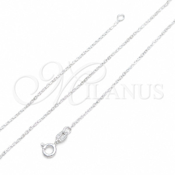 Sterling Silver Basic Necklace, Cable Design, Polished, Silver Finish, 04.420.0039.16 (0.25 Gauge, 01 MM Thickness, 16 Inches Length)
