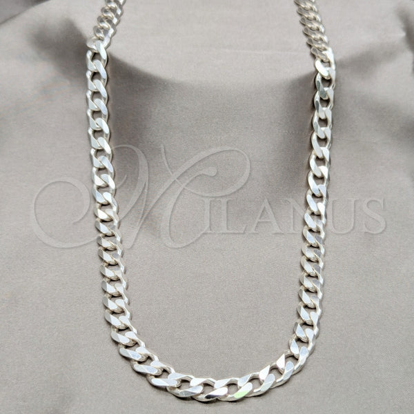 Sterling Silver Basic Necklace, Curb Design, Polished, Silver Finish, 04.433.0001.26