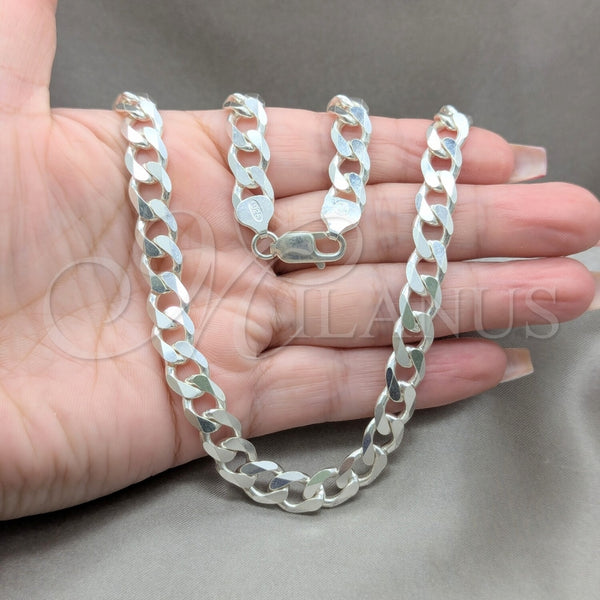 Sterling Silver Necklace — Basic Necklace Curb Design Polished 04. Gauge 09 — alternate product view — SKU 159832 | Plata 925 collar — básico Necklace Curb diseño pulido 04. Gauge 09 — SKU 159832