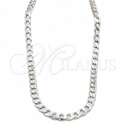 Sterling Silver Basic Necklace, Curb Design, Polished, Silver Finish, 04.433.0001.26 (220 Gauge, 09 MM for wholesale, main product view
