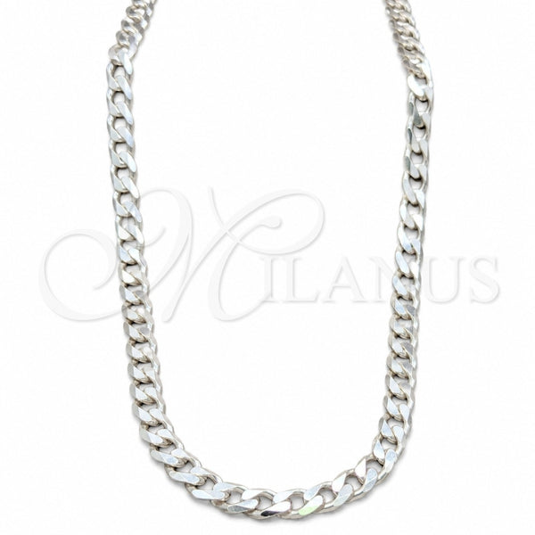 Sterling Silver Basic Necklace, Curb Design, Polished, Silver Finish, 04.433.0001.26 (220 Gauge, 09 MM Thickness, 26 Inches Length)