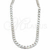 Sterling Silver Basic Necklace, Curb Design, Polished, Silver Finish, 04.433.0001.26 (220 Gauge, 09 MM Thickness, 26 Inches Length)