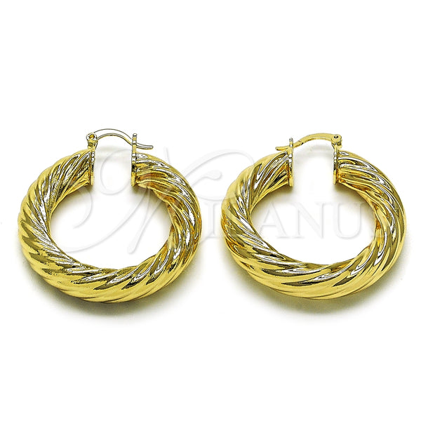 Oro Laminado Medium Hoop, Gold Filled Style and Hollow Polished, Golden Finish, 02.163.0146.40