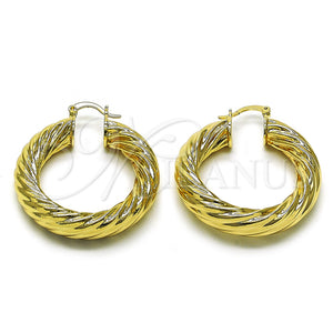 Gold Filled Hoop Earrings — Medium Hoop Twist and Hollow Design Polished 02. — main product view — SKU 159834 | Oro Laminado aretes de aro — Medium Hoop Twist and Hollow diseño pulido 02. — SKU 159834