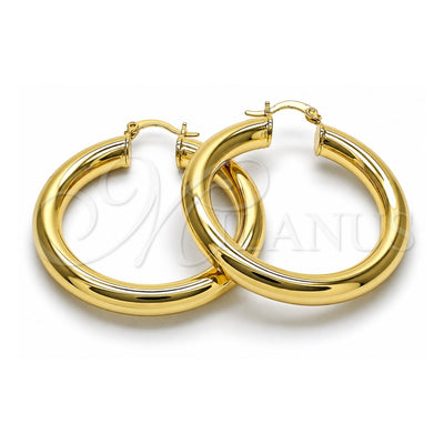 Oro Laminado Medium Hoop, Gold Filled Style Hollow Design, Polished, Golden Finish, 02.170.0088.45