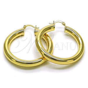 Gold Filled Hoop Earrings — Medium Hoop Hollow Design Polished 02. — main product view — SKU 159835 | Oro Laminado aretes de aro — Medium Hoop Hollow diseño pulido 02. — SKU 159835