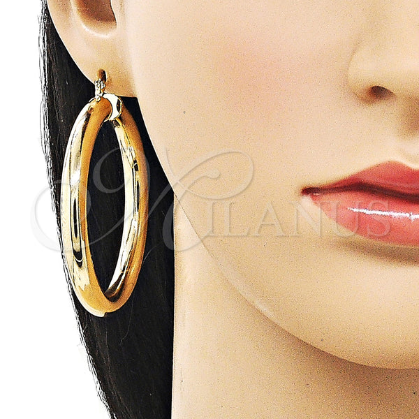 Gold Filled Hoop Earrings — Large Hoop Hollow Design Polished 02. — alternate product view — SKU 159836 | Oro Laminado aretes de aro — Large Hoop Hollow diseño pulido 02. — SKU 159836