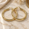 Oro Laminado Large Hoop, Gold Filled Style Hollow Design, Polished, Golden Finish, 02.170.0088.55