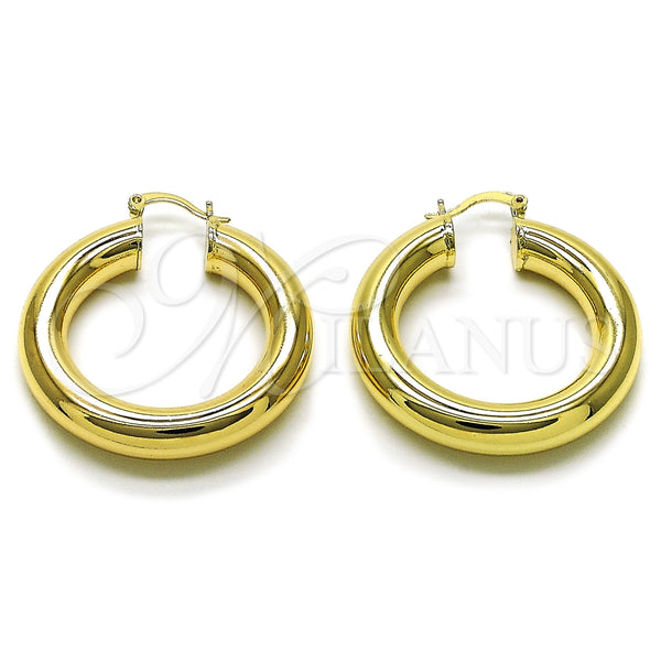Oro Laminado Medium Hoop, Gold Filled Style Hollow Design, Polished, Golden Finish, 02.163.0315.40