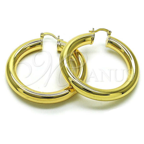 Oro Laminado Large Hoop, Gold Filled Style Hollow Design, Polished, Golden Finish, 02.163.0315.50