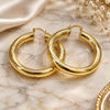Oro Laminado Large Hoop, Gold Filled Style Hollow Design, Polished, Golden Finish, 02.163.0315.50