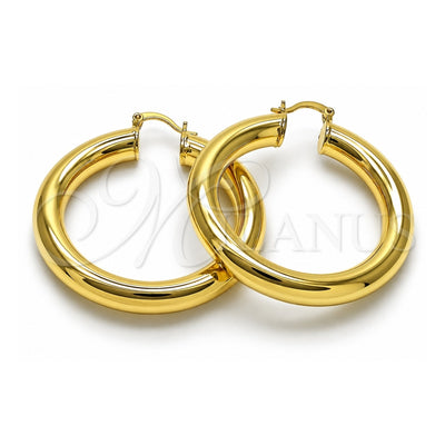 Oro Laminado Large Hoop, Gold Filled Style Hollow Design, Polished, Golden Finish, 02.163.0315.50