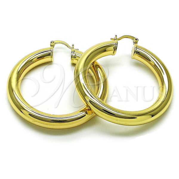 Gold Filled Hoop Earrings — Large Hoop Hollow Design Polished 02. — main product view — SKU 159838 | Oro Laminado aretes de aro — Large Hoop Hollow diseño pulido 02. — SKU 159838