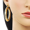 Oro Laminado Large Hoop, Gold Filled Style Hollow Design, Diamond Cutting Finish, Golden Finish, 02.163.0317.50
