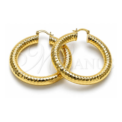 Oro Laminado Large Hoop, Gold Filled Style Hollow Design, Diamond Cutting Finish, Golden Finish, 02.163.0317.50