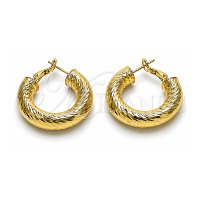 Oro Laminado Medium Hoop, Gold Filled Style Hollow Design, Diamond Cutting Finish, Golden Finish, 02.163.0318.30