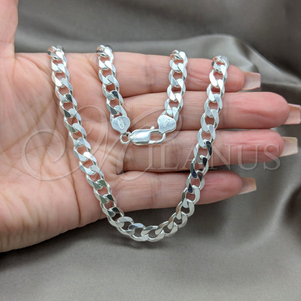 Sterling Silver Necklace — Basic Necklace Curb Design Polished 04. Gauge 08 — alternate product view — SKU 159853 | Plata 925 collar — básico Necklace Curb diseño pulido 04. Gauge 08 — SKU 159853